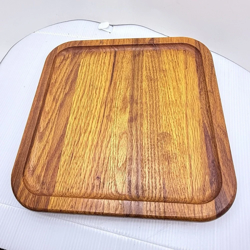 Rare Vintage 1960s Vermillion Oak Lazy Susan MCM Scandi Charcuterie Cheese Board